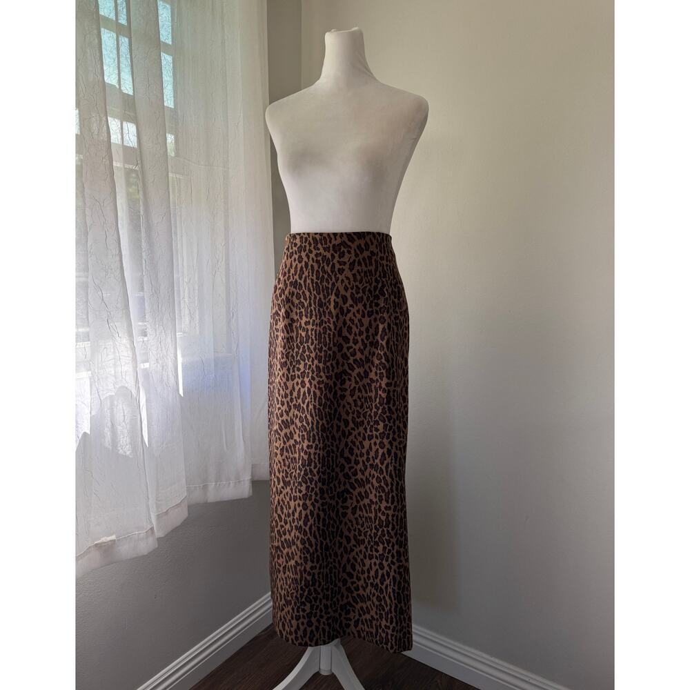 Vintage ‘00s Briggs Brown & Black Leopard Print Maxi Skirt